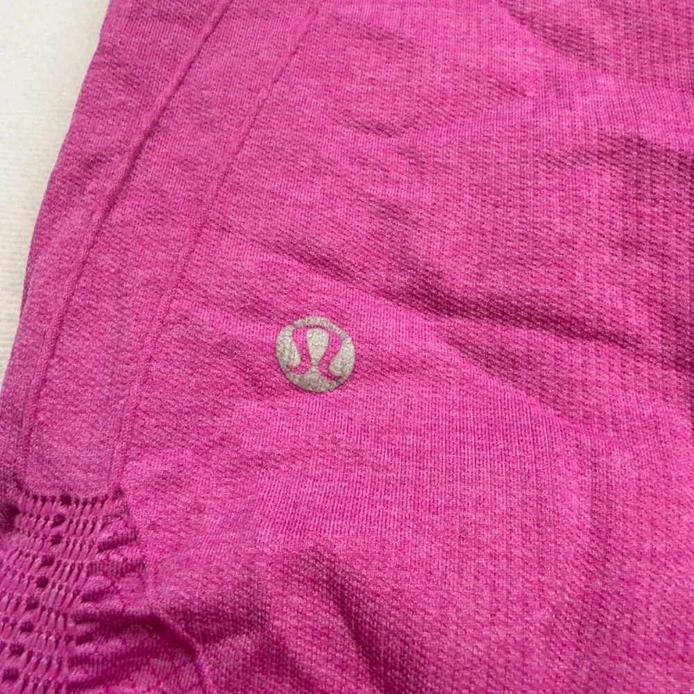 Lululemon In The Flow Crop Leggings Pink Size 4 Athletic Ruched‎